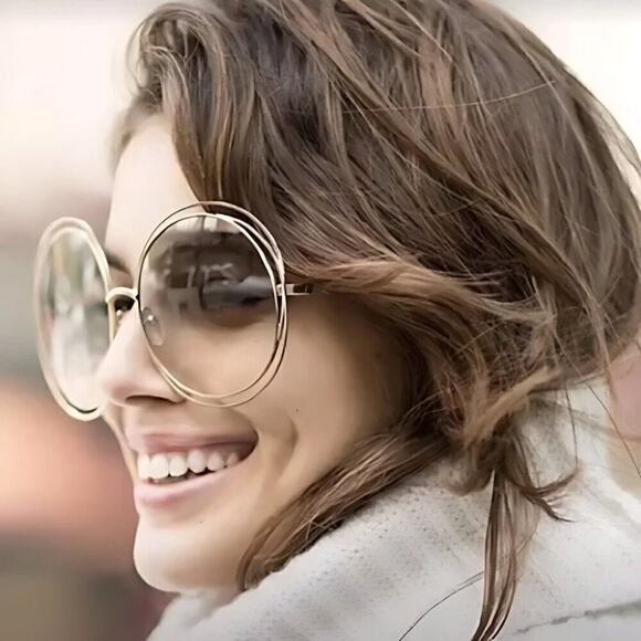 NWOT Chloé Carlina CE119S 734 Smoke Grey Lens Gold Frame Oversized Sunglasses - Picture 1 of 16